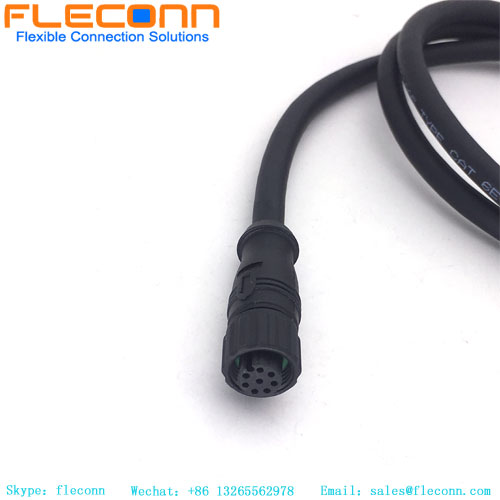 M12 8 Pin Female Extension Cable，Straight, Plastic Nut Injection