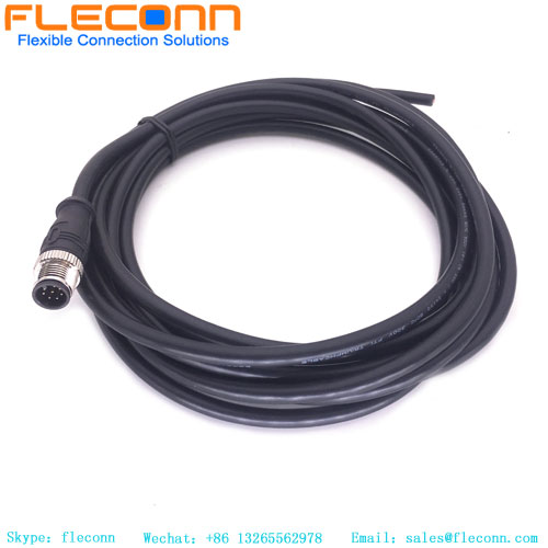 M12 8 Pos Connector Cable, A-coding, IP67 IP68 Waterproof