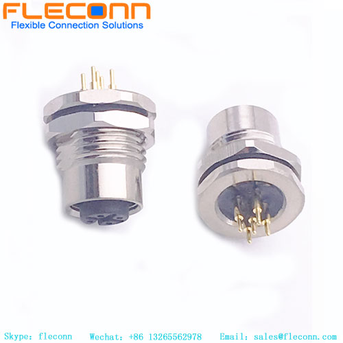 FLECONN can supply waterproof female 5 pin m12 pcb panel mounting connectors