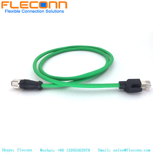 M12 4 Pin D-Coded Female to RJ45 Cable 