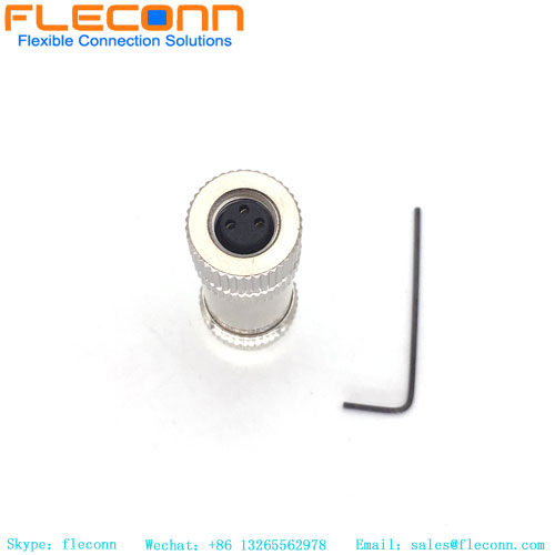 m8 B Coded 3 Pin Field-Attachable Connector Straight Plug