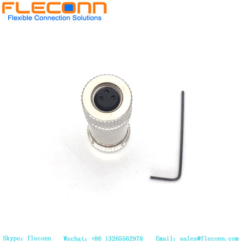 M8 3 Pin Female Shield Metal Assembly Connector