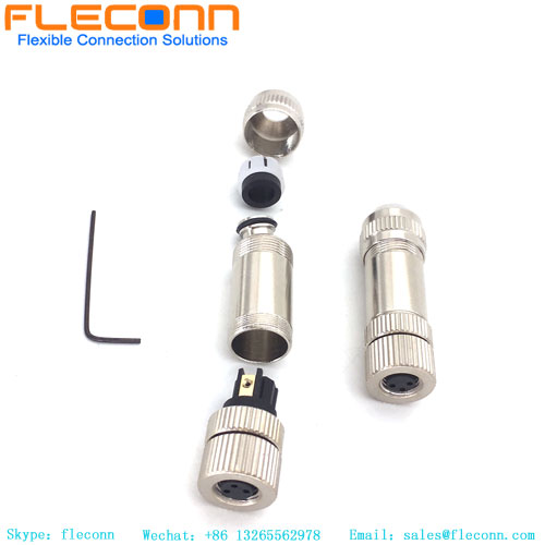 M8 3 Pin Female Shield Metal Assembly Connector