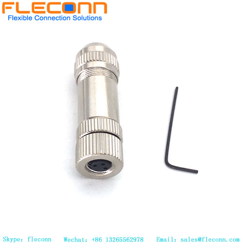 FLECONN can supply high cost-performance field installable assembled metal shell shielded M8 3 Pin Female Connector