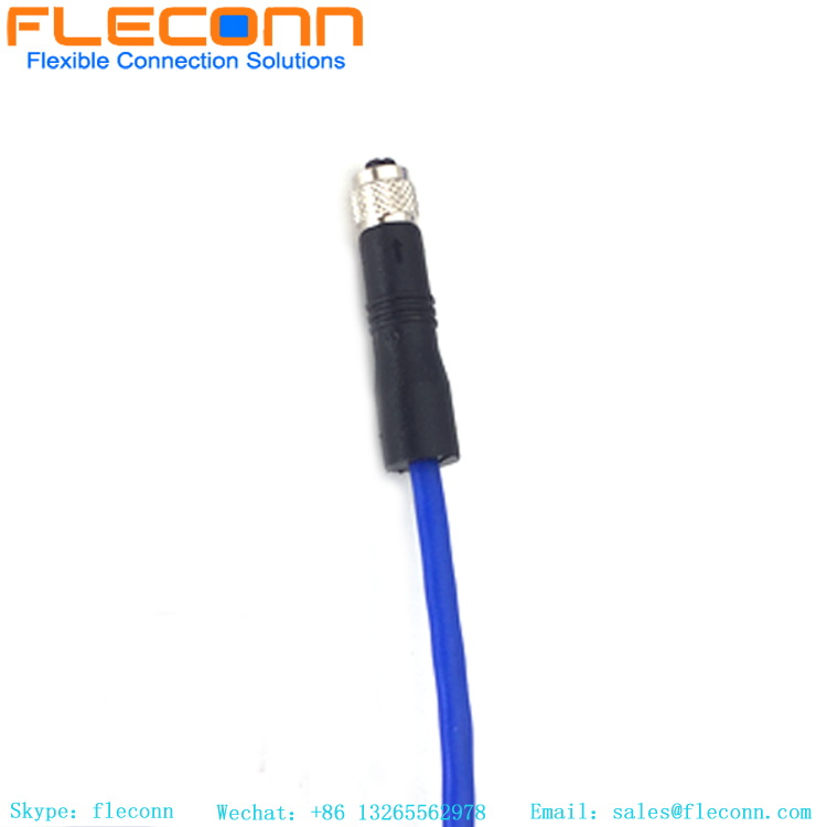 M5 4-Pole Single Ended Cable Cordset with Stripped and Tinned Pigtail