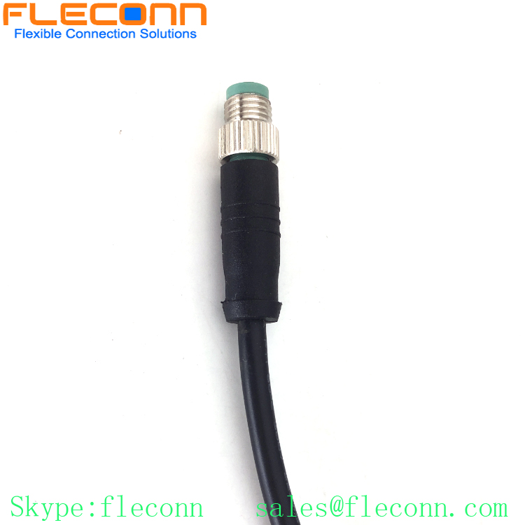 M8 4 Pos Male Plug Cable, Straight Molded Power and Signal Cable