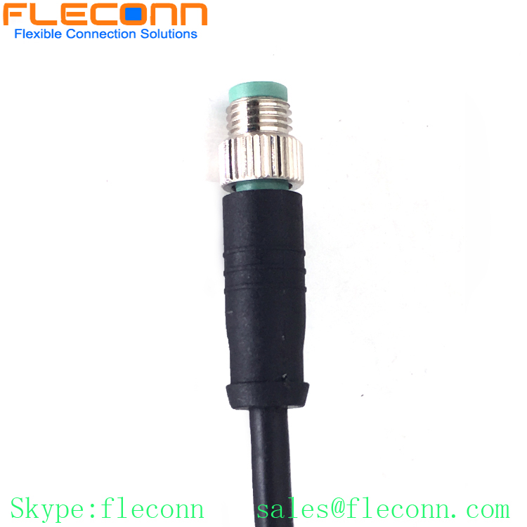 M8 B-coding 5 Positions Male to Male Plug Cable, Straight Overmolded PVC Cable