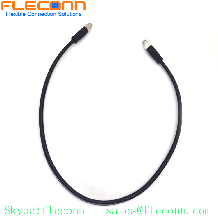 M8 B-code 5-Pole Male Cable, Straight Molded Connector Cable
