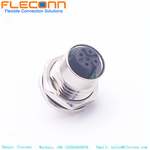 M12 Connector PCB Mount, 3 4 5 6 8 12 17 Pin A-coded Female Receptacle