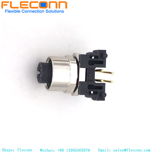 M12 4 Pin A-Coding PCB Mount Connector Right Angle