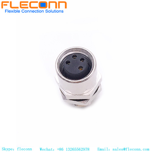 M8 4 Pin A-coded Front Fastened Connector