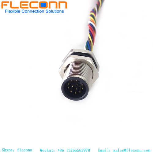 M12 12 Pin Male Panel Mount Connector With Molex 510211200 Connector Wire Harness