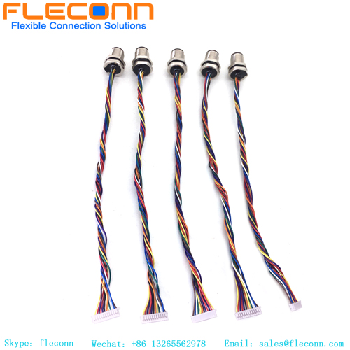 M12 12 Pin Male Panel Mount Connector With Molex 510211200 Connector Wire Harness