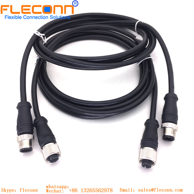 M12 Female Cable, 5 Pin Waterproof PUR Jacket Cable Assembly