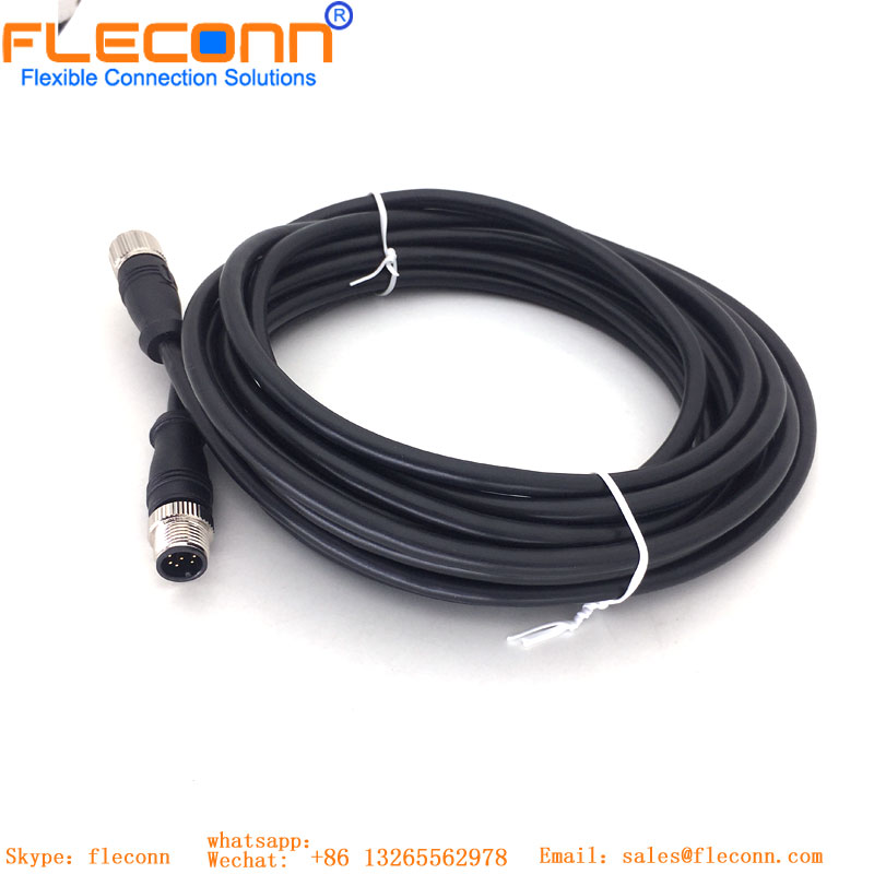 M12 Cable 8 Pin,A-coded Male To Female IP67 Waterproof Cordset