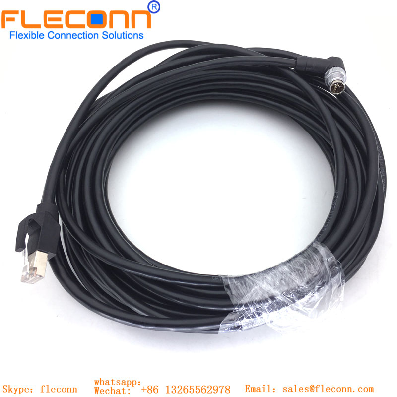 M12 Connector Male 8 Pin X Code To Rj45 Ethernet Cable