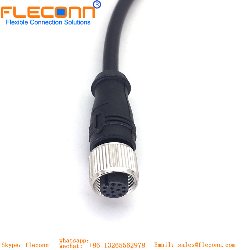 M12 12 Pin A-coded Female Connector Cable