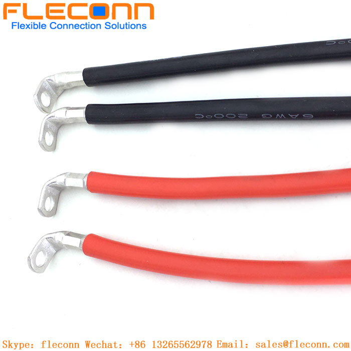 2 4 6 8AWG Battery Power Inverter Cables with T90 Series Terminals 6 AWG Battery Power Inverter Cables with 90 degree Terminals